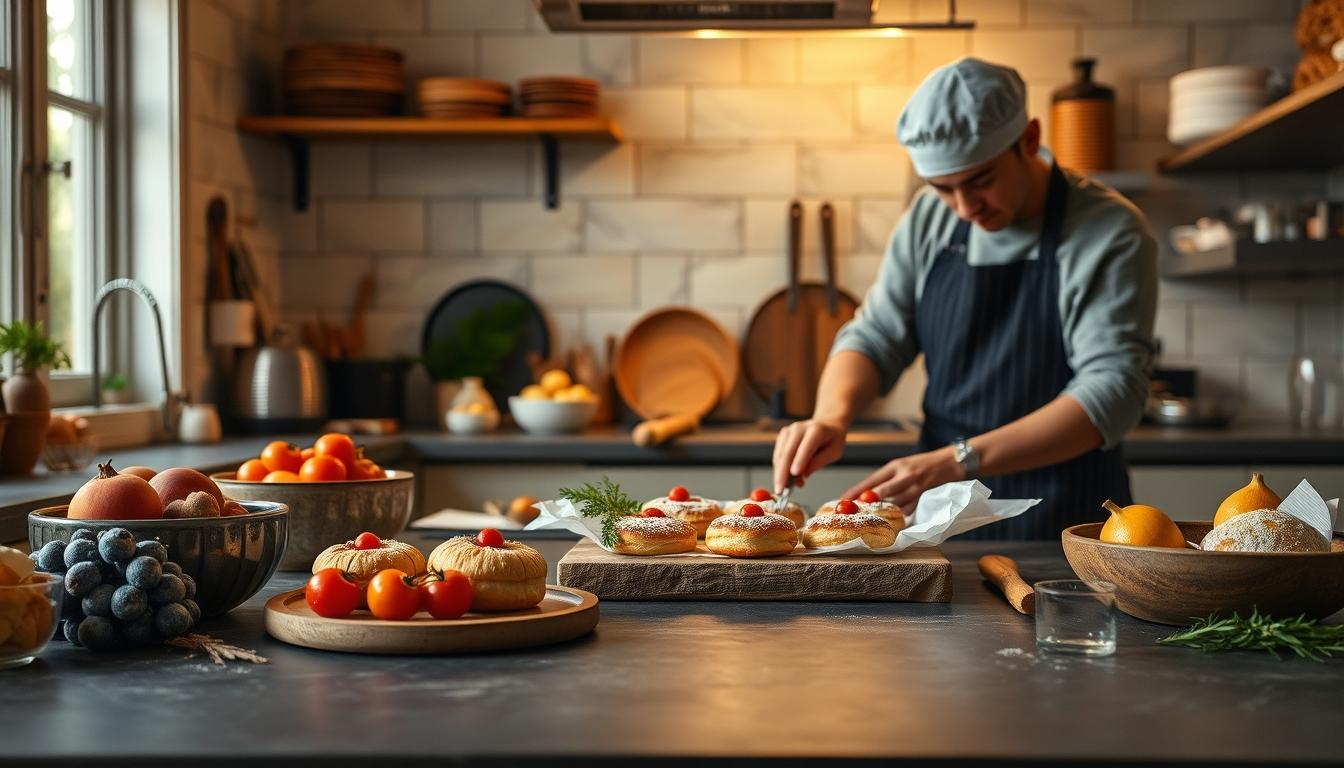 Balanced healthy meal prepared in a home kitchen