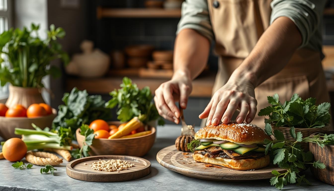 Measured baking ingredients prepared on a counter